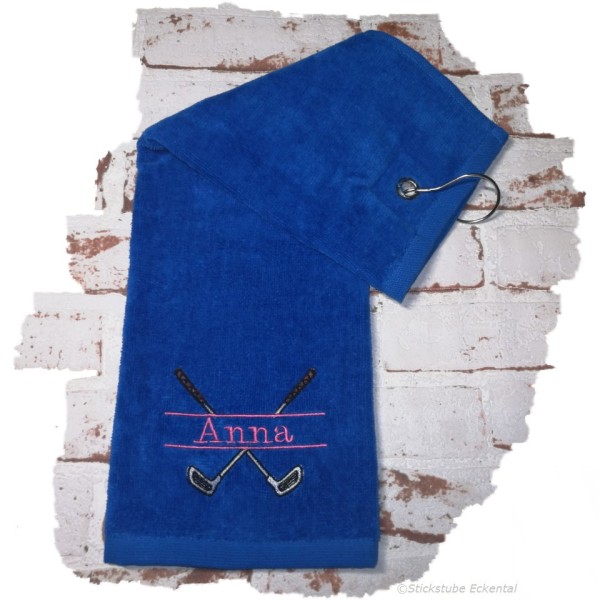 Golfhandtuch dunkelblau  mit Namen